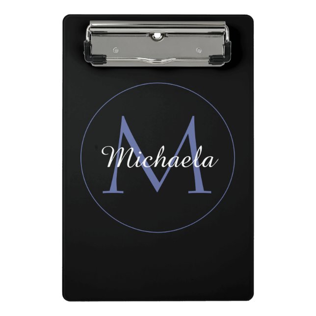 Minimalistic circle modern monogram initial name mini clipboard (Front)