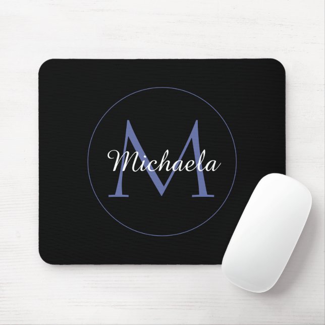 Minimalistic circle modern monogram initial name mouse mat (With Mouse)