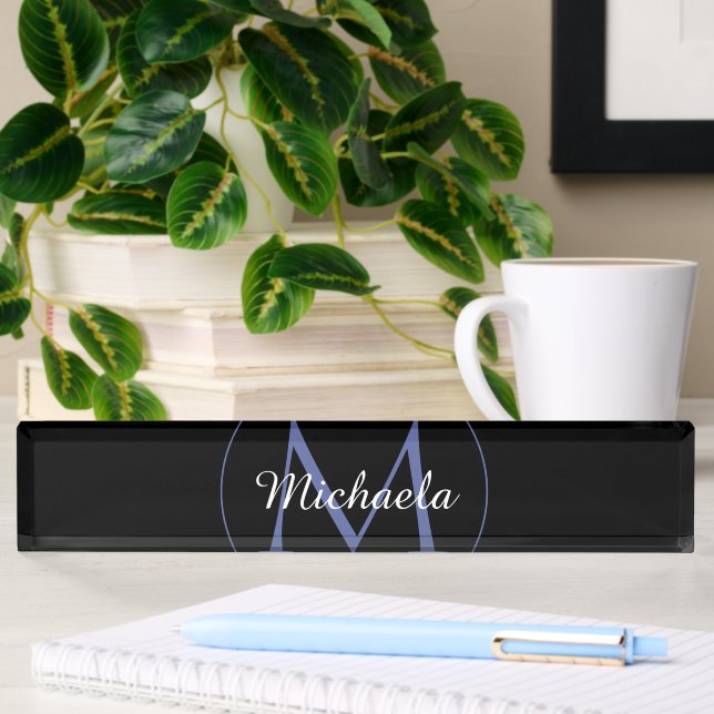 Minimalistic circle modern monogram initial name nameplate