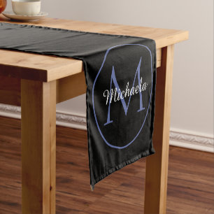 Minimalistic circle modern monogram initial name short table runner