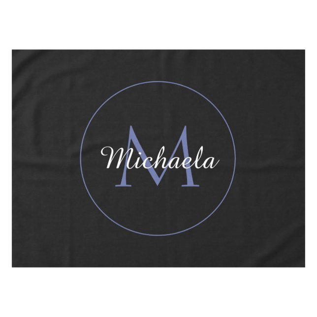 Minimalistic circle modern monogram initial name tablecloth (Front (Horizontal))