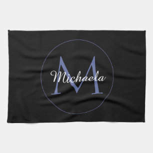 Minimalistic circle modern monogram initial name tea towel