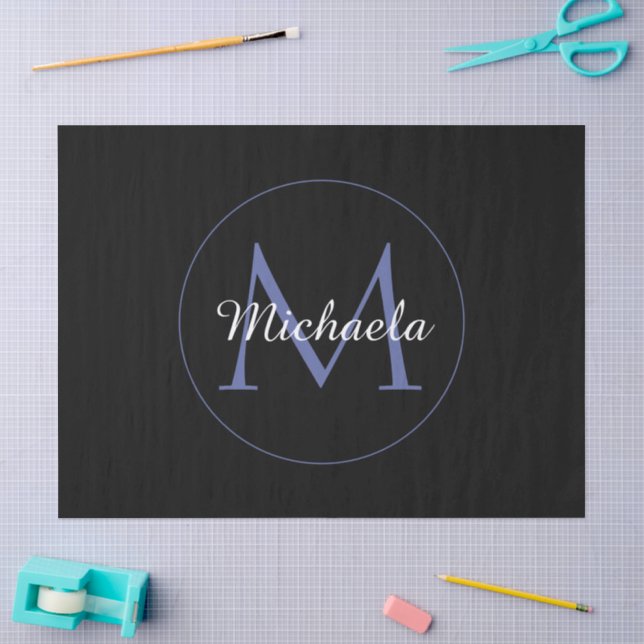 Minimalistic circle modern monogram initial name tissue paper (Craft)