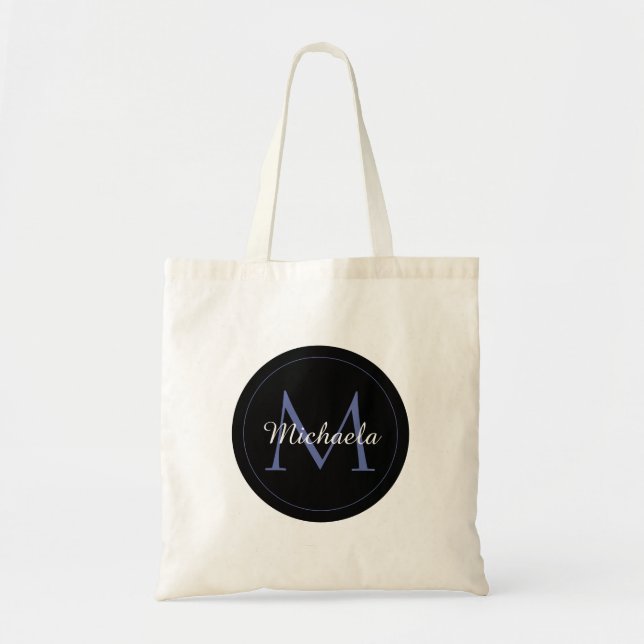 Minimalistic circle modern monogram initial name  tote bag (Front)