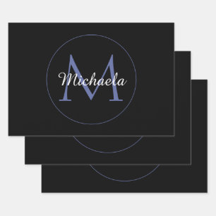 Minimalistic circle modern monogram initial name wrapping paper sheet