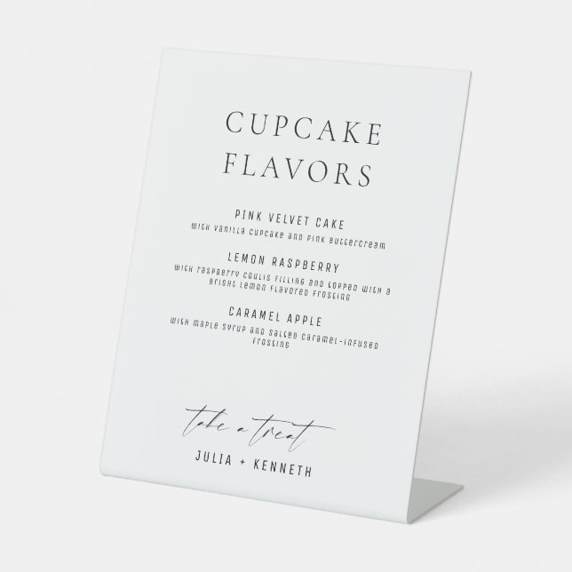 Minimalistic Classy Cupcake Flavors Wedding Sign (Front)