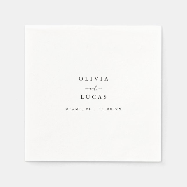 Minimalistic & Classy White Wedding  Napkin (Front)