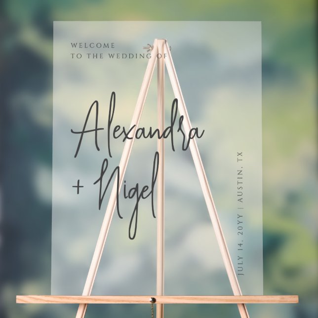 Minimalistic Clear Classy Wedding Welcome Acrylic Sign (Neutral)