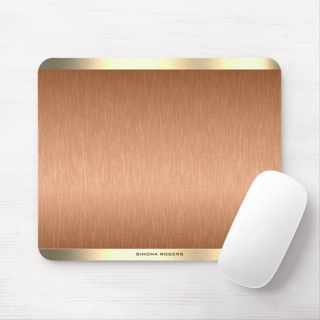 Minimalistic copper brown & gold metallic texture mouse mat (With Mouse)