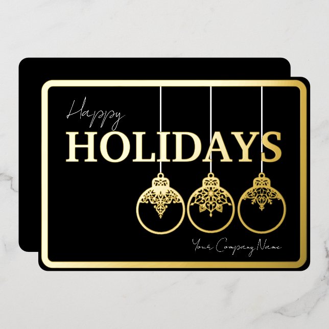 Minimalistic Corporate logo  Foil Holiday Card (Front/Back)