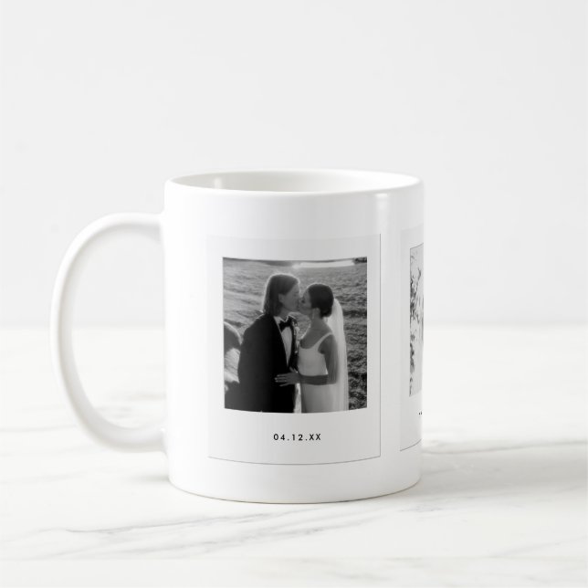 Minimalistic Couple 3 Polaroid Photos Wedding Coffee Mug (Left)