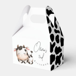 Minimalistic cow gender neutral birthday  favour box