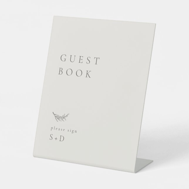 Minimalistic Cream Guest Book Wedding Sign (Front)