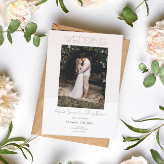 Minimalistic Cream Photo Wedding Invitation