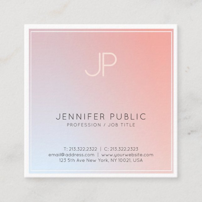 Minimalistic Creative Monogram Professional Design Square Business Card (Front)
