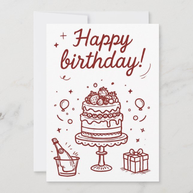 Minimalistic Cute Birthday Card (Front)