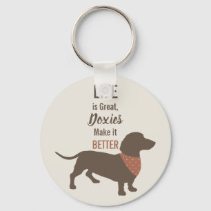 Minimalistic Dachshund Silhouette custom quote Key Ring