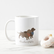 Minimalistic Dachshund Silhouettes and dogs' names