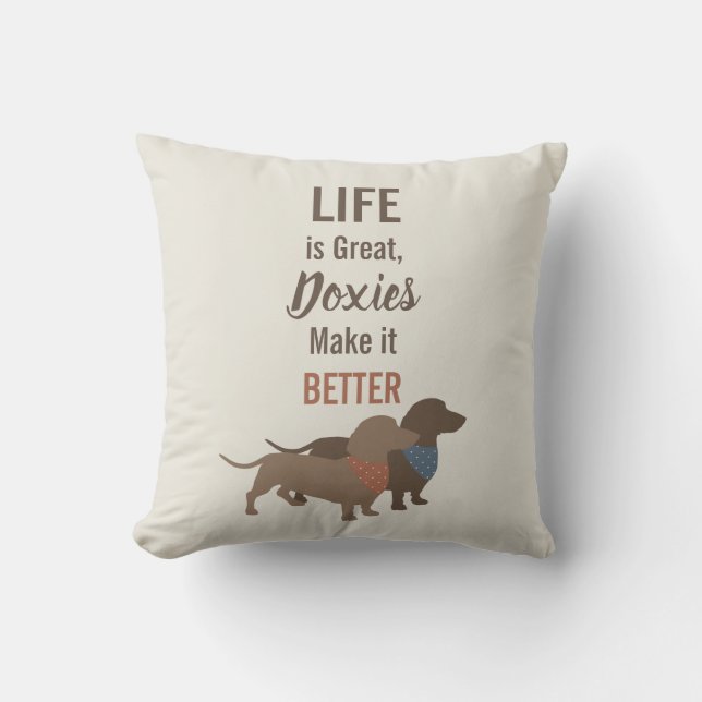 Minimalistic Dachshund Silhouettes custom quote Cushion (Front)