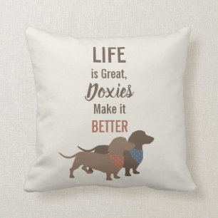 Minimalistic Dachshund Silhouettes custom quote Cushion