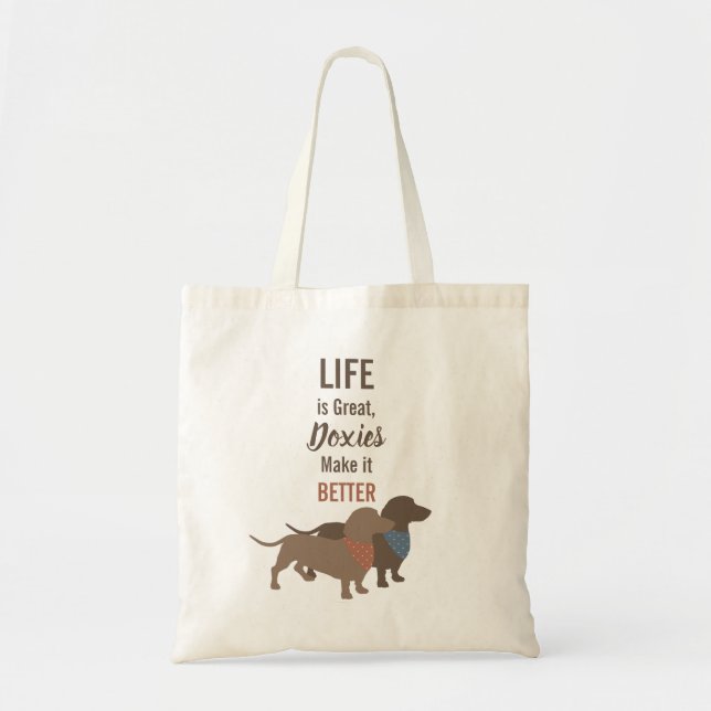 Minimalistic Dachshund Silhouettes custom quote Tote Bag (Front)