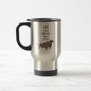 Minimalistic Dachshund Silhouettes custom quote Travel Mug
