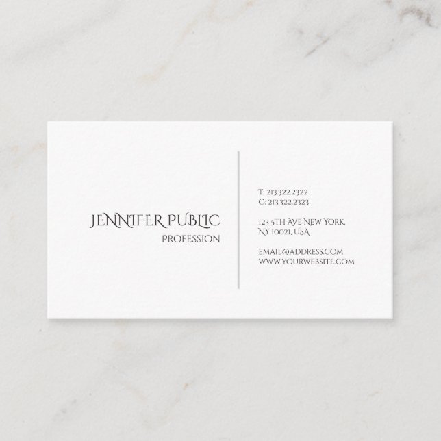 Minimalistic Design Modern Elegant White Creative Business Card (Front)