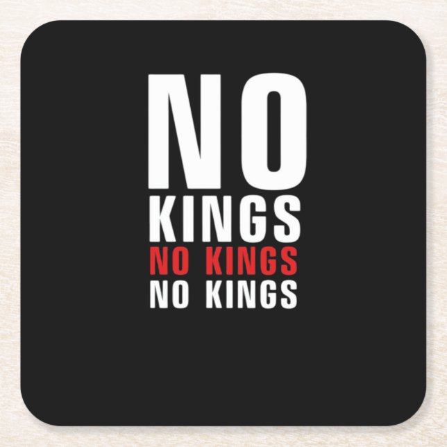 Minimalistic Design No Kings Rebellious No Kings G Square Paper Coaster (Front)
