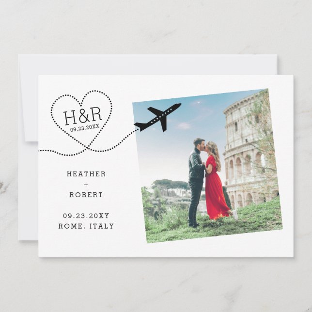 Minimalistic Destination Wedding Photo Save The Date (Front)