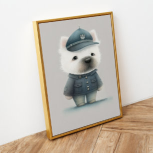 Minimalistic Dog Art: Poodle Policeman Poster
