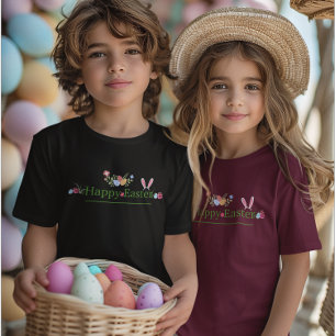 MINIMALISTIC EASTER BUNNY EAR EGGS FLOWER DESIGN T-Shirt