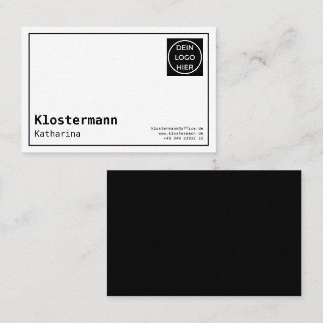 Minimalistic elegant black and white business card (Front/Back)