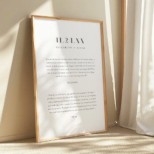 Minimalistic Elegant Black & White Wedding Vows Poster