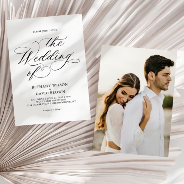 Minimalistic Elegant Calligraphy Photo Wedding Invitation (Creator Uploaded)