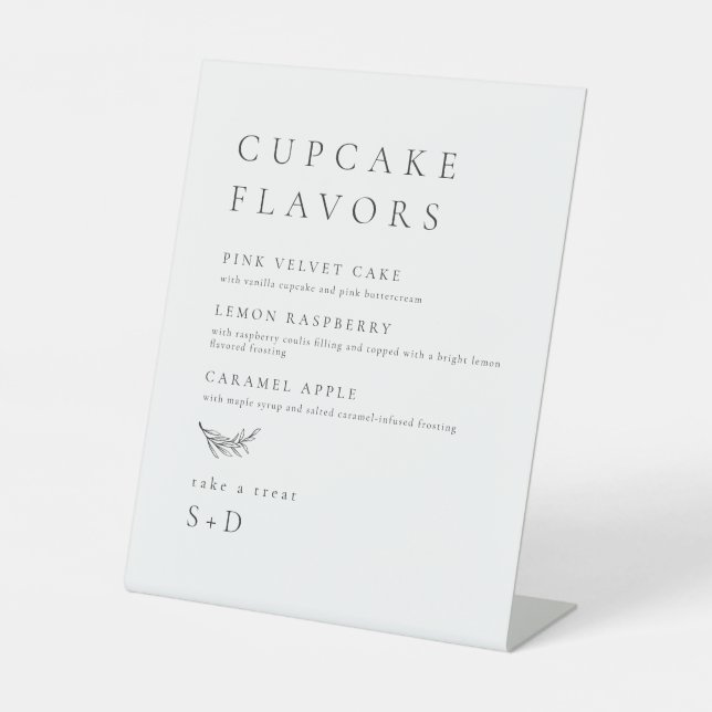 Minimalistic Elegant Cupcake Flavours Wedding Sign (Front)