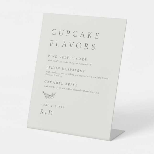 Minimalistic Elegant Cupcake Flavours Wedding Sign (Front)