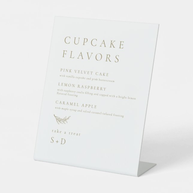 Minimalistic Elegant Cupcake Flavours Wedding Sign (Front)