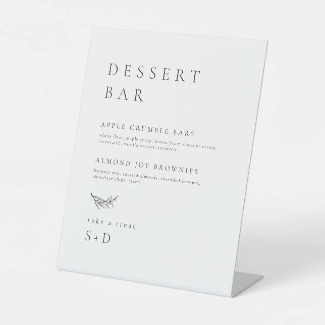 Minimalistic Elegant Dessert Menu Wedding Sign (Front)