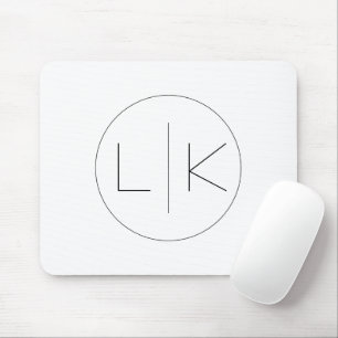 Minimalistic Elegant Initials in Black on White Mouse Mat