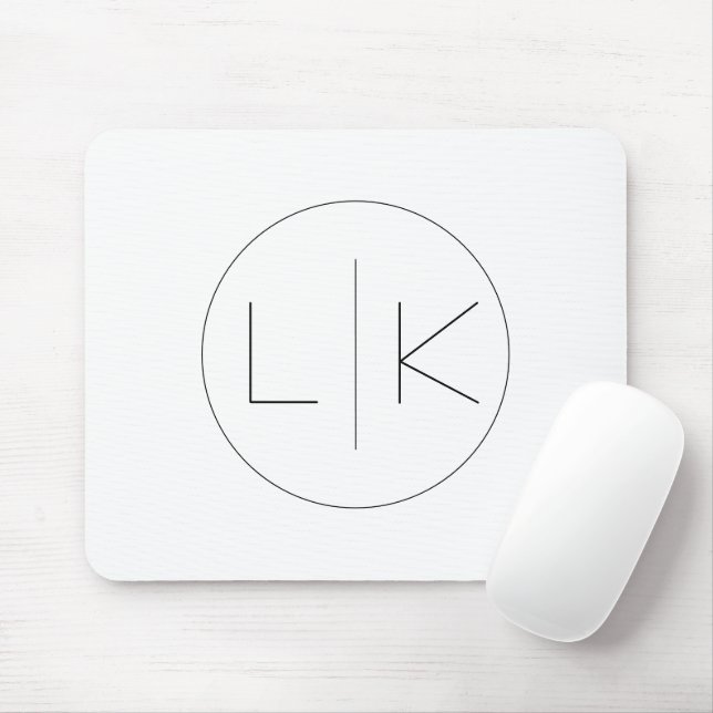 Minimalistic Elegant Initials in Black on White  Mouse Mat (With Mouse)