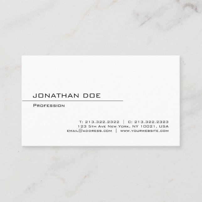 Minimalistic Elegant Modern Professional Plain Business Card (Front)