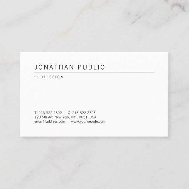Minimalistic Elegant Professional Modern Template Business Card (Front)
