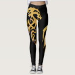 Minimalistic Enchanted Gold Black Magic Dragon Leggings<br><div class="desc">This design was created through digital art. It may be personalised by clicking the customise button and changing the colour, adding a name, initials or your favourite words. Contact me at colorflowcreations@gmail.com if you with to have this design on another product. Purchase my original abstract acrylic painting for sale at...</div>