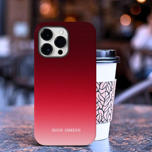 Minimalistic fading pure red shades with name Case-Mate iPhone 14 pro max case