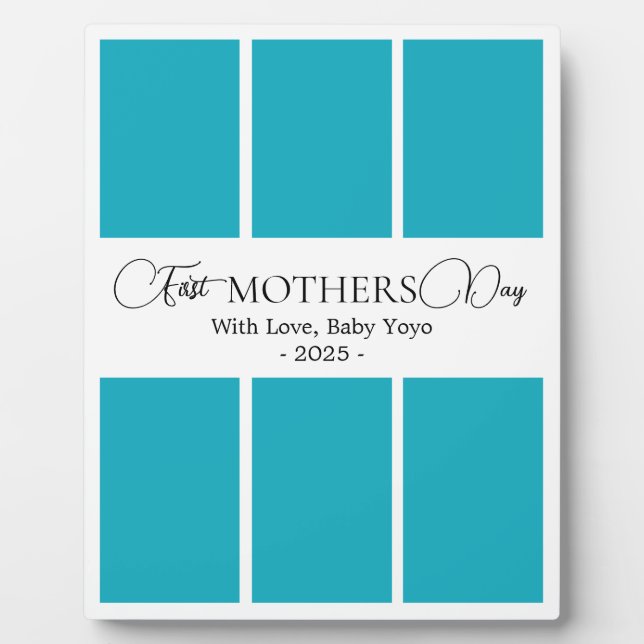 Minimalistic First Mother's Day Picture Collage Plaque (Front)