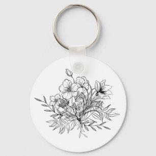 Minimalistic Floral Bouquet Key Ring