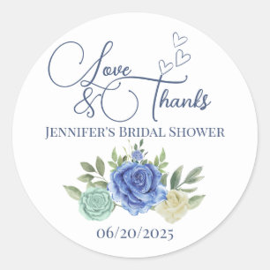 Minimalistic floral love and thanks bridal  classic round sticker