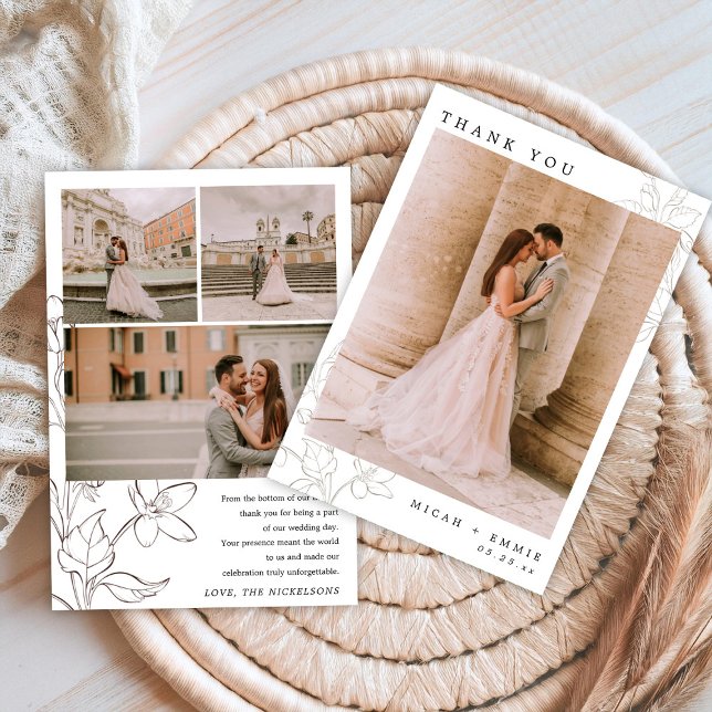 Minimalistic Floral Wedding Thank You Card (Creator Uploaded)