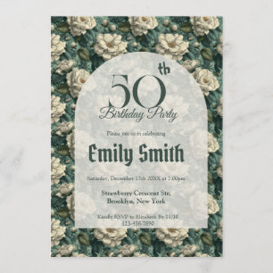Minimalistic Gardenias Aesthetic Adult Birthday Invitation