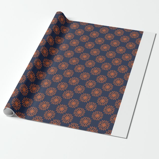  Minimalistic Geometric Flower Pattern Wrapping Paper (Unrolled)